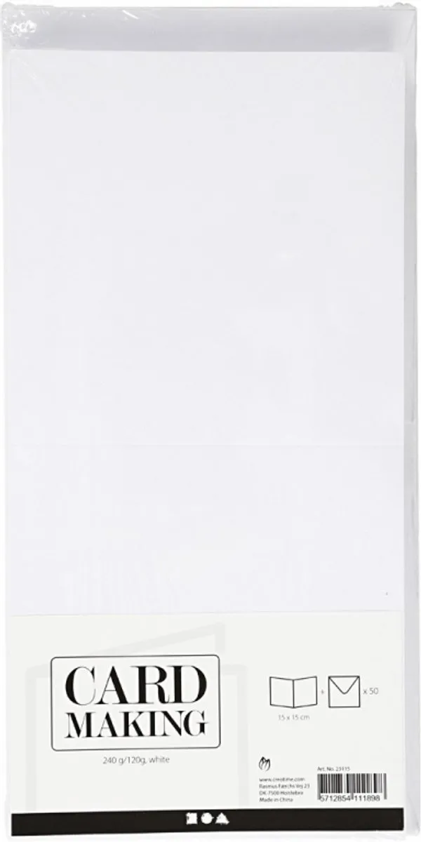 Creativ Company Kaarten & Enveloppen 15x15cm - 50 Stuks Wit