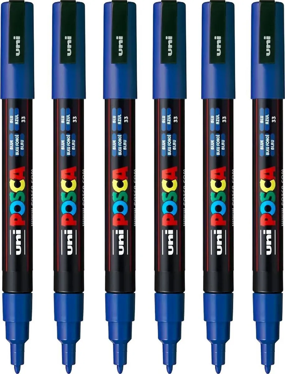 Posca PC-3M Markeerstift Blauw - 6 Stuks