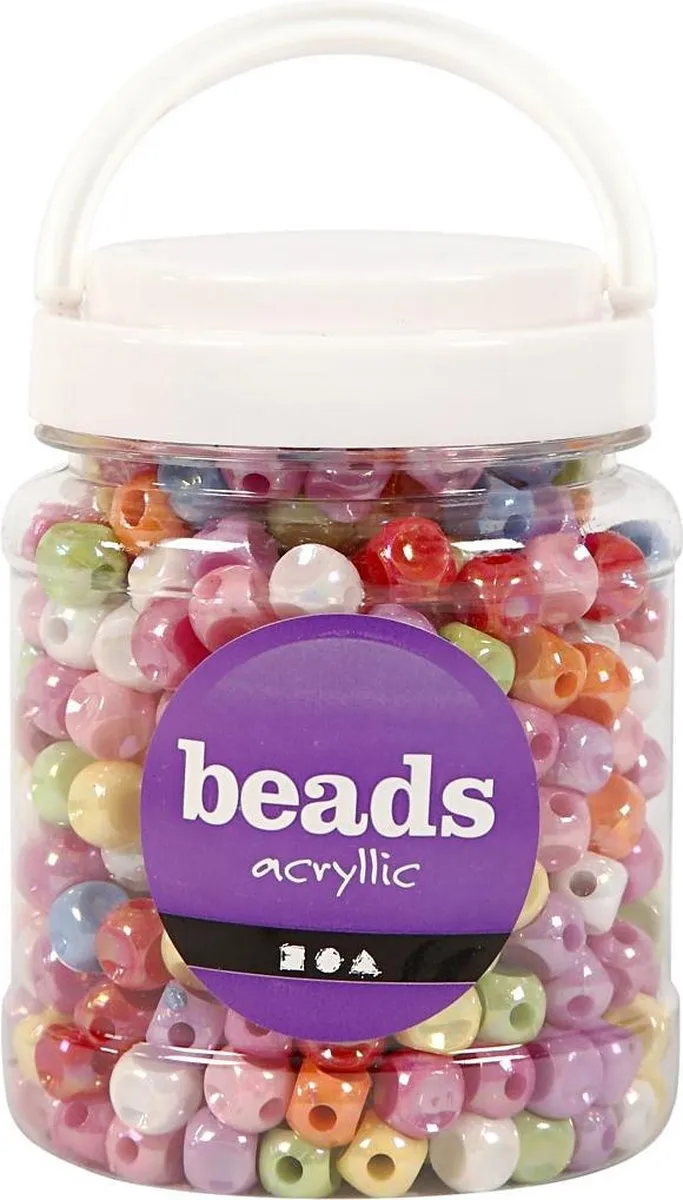Creativ Company Creotime Plastic Kralen 10x10mm - 7 Kleuren - 700 Stuks