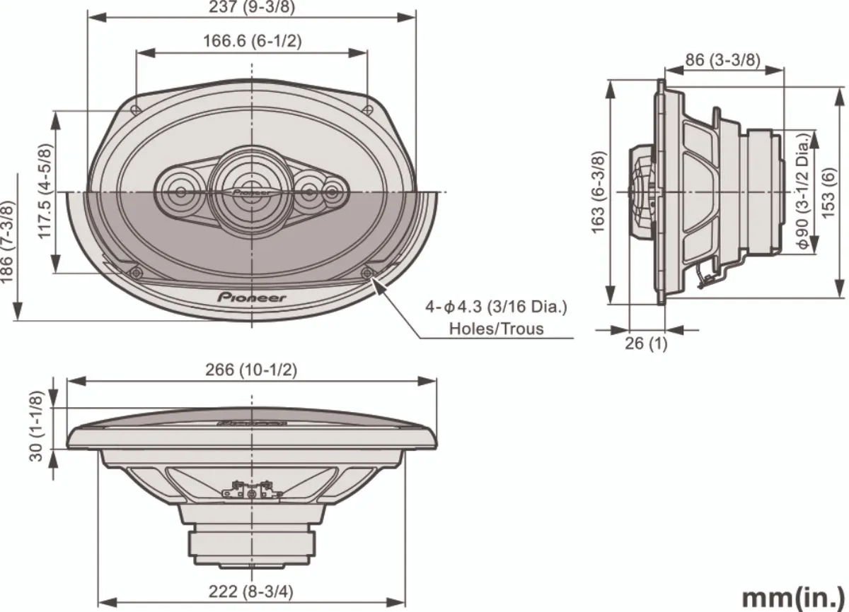 Pioneer TS-A6991F Autospeakers 700W - 2 Stuks - Zwart/Goud