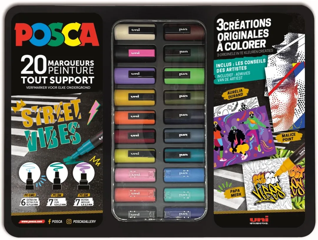 Uni Posca Uni Posca Verfmarker Koffer Street Vibes 20 stuks