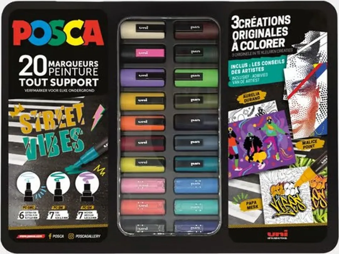 Uni Posca Uni Posca Verfmarker Koffer Street Vibes 20 stuks