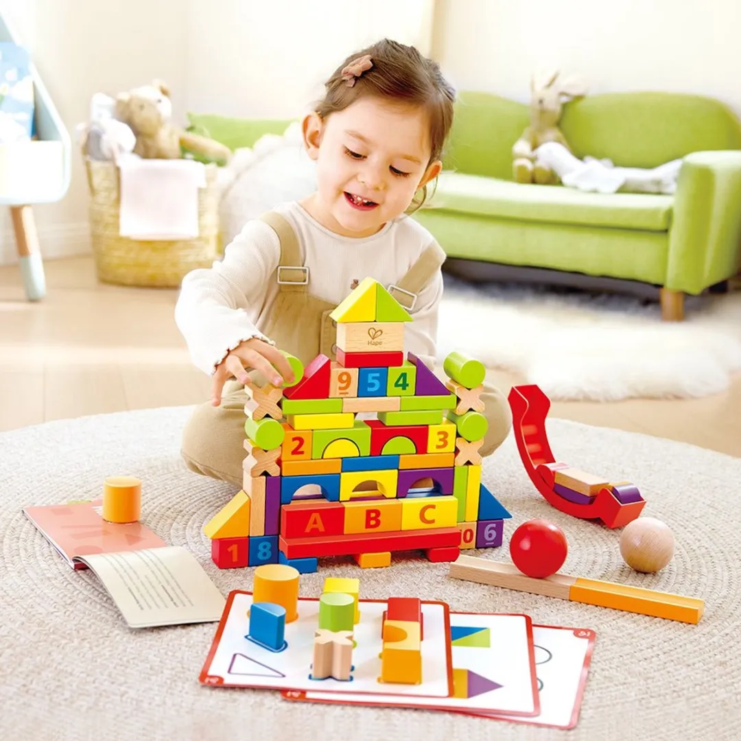 Hape Grow-with-Me Blocks Houten Bouwspeelgoed - 2 Stuks - Multicolor