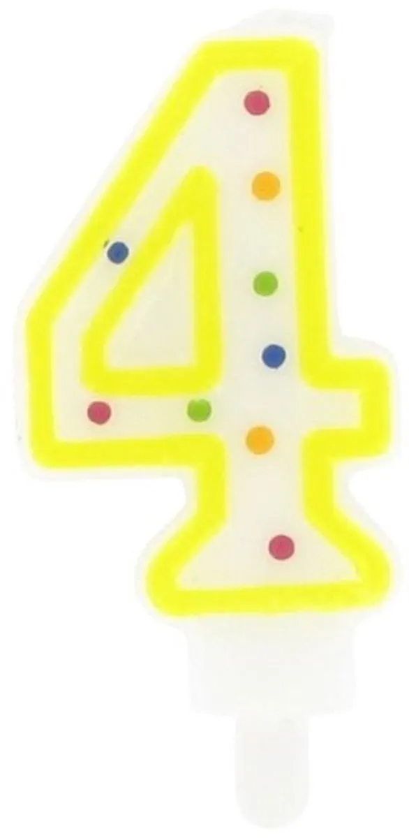 Fackelmann 52580 Kaars 4 jaar, verjaardagskaars, cijferkaars 4, taartkaars, Was, Plastic, 8,8 x 4,3 cm