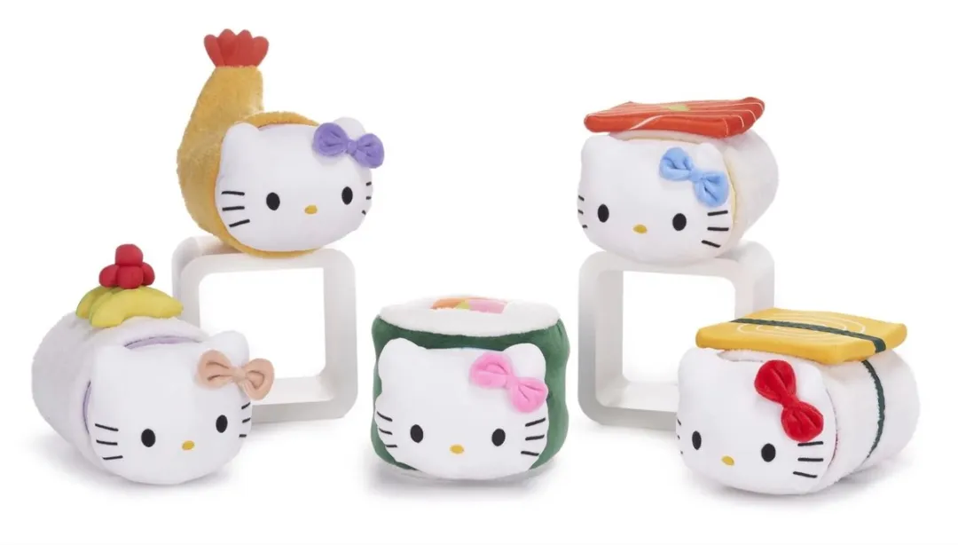 Hello Kitty Sushi Roll Pluche Knuffel 25cm - Blauw