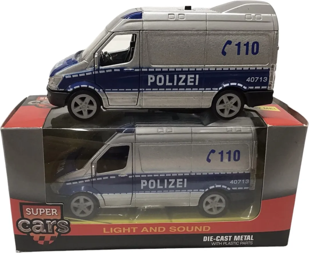 Johntoy Duitse Politie Bus 26940 - Licht & Geluid - 11,5 cm