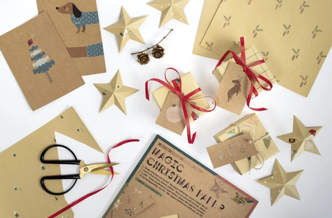 Folia Magische Kerstpapier Kraftpapierblok A4