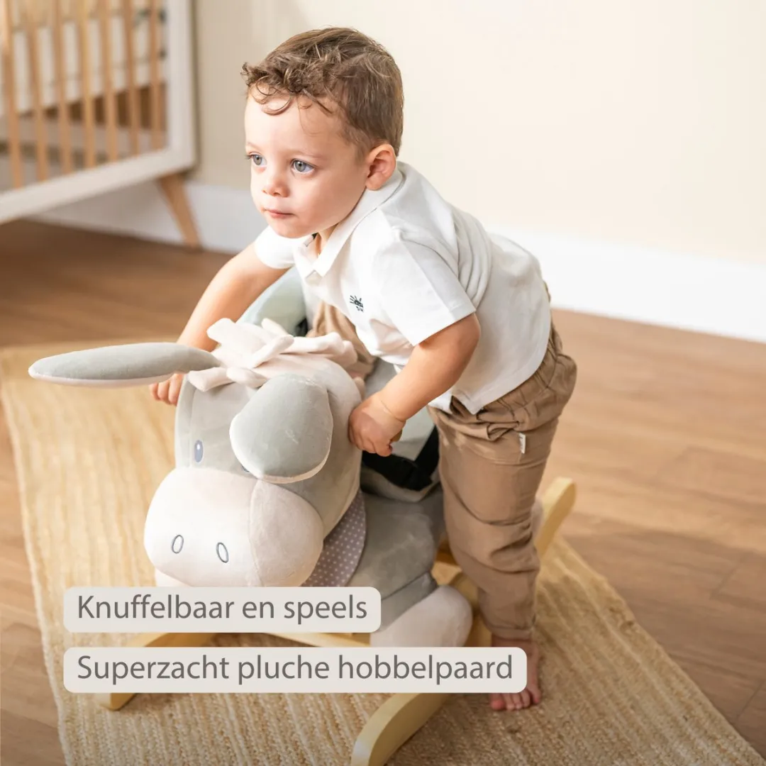 Nattou Cappuccino Hobbelpaard Ezel 60cm - Blauw/Grijs