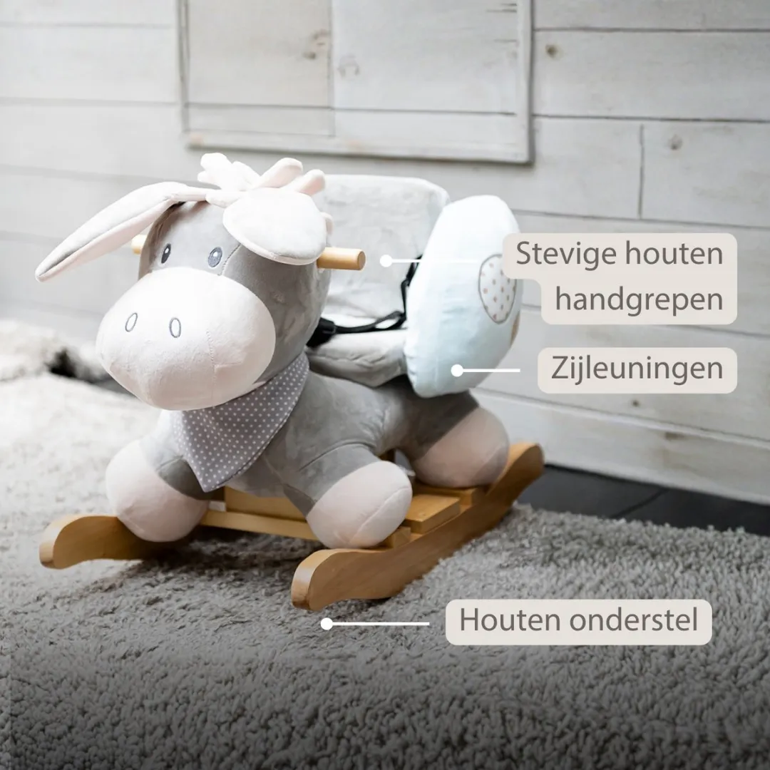 Nattou Cappuccino Hobbelpaard Ezel 60cm - Blauw/Grijs