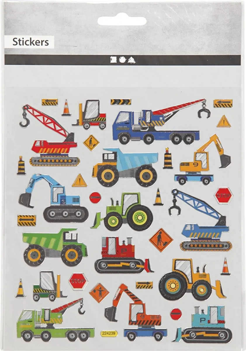 Creativ Company Voertuigen Bouwplaats Stickers - 15x16,5cm - Multi