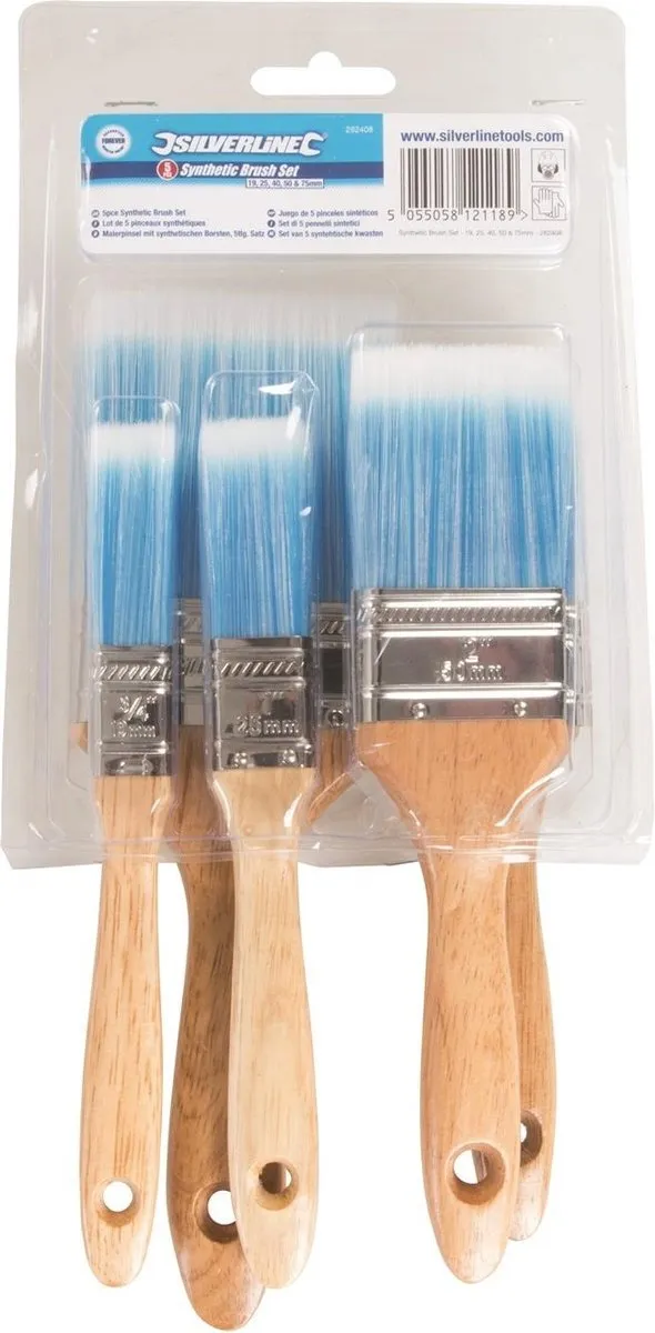Silverline Synthetische Schilderskwasten Set 5-delig