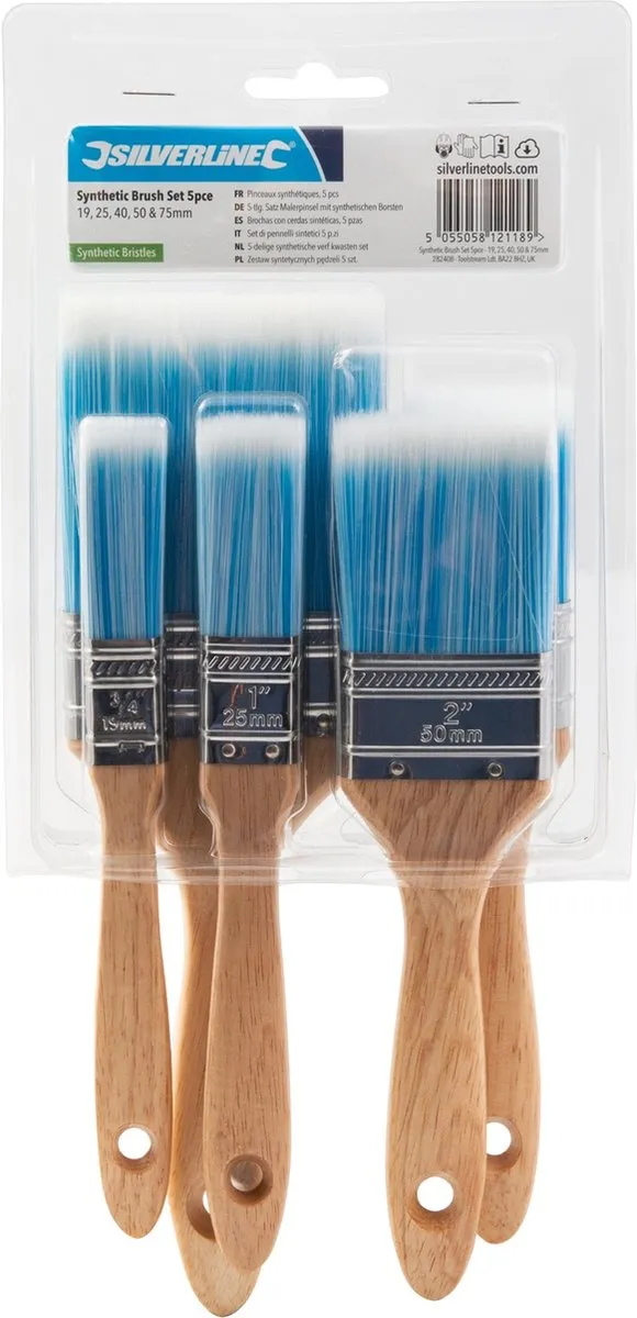 Silverline Synthetische Schilderskwasten Set 5-delig