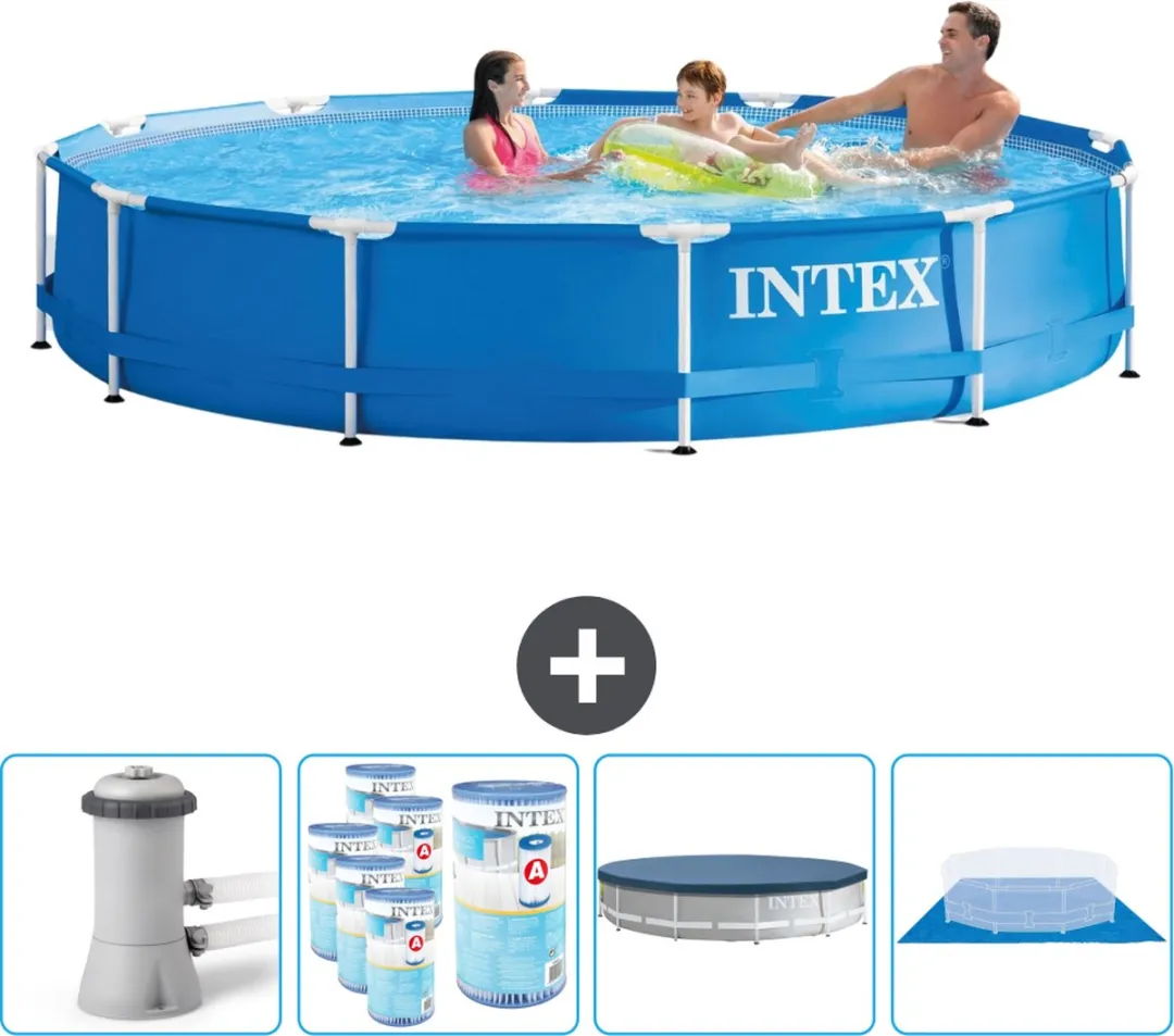 Intex 28212GN-Blauw Rond Frame Zwembad 366x76cm