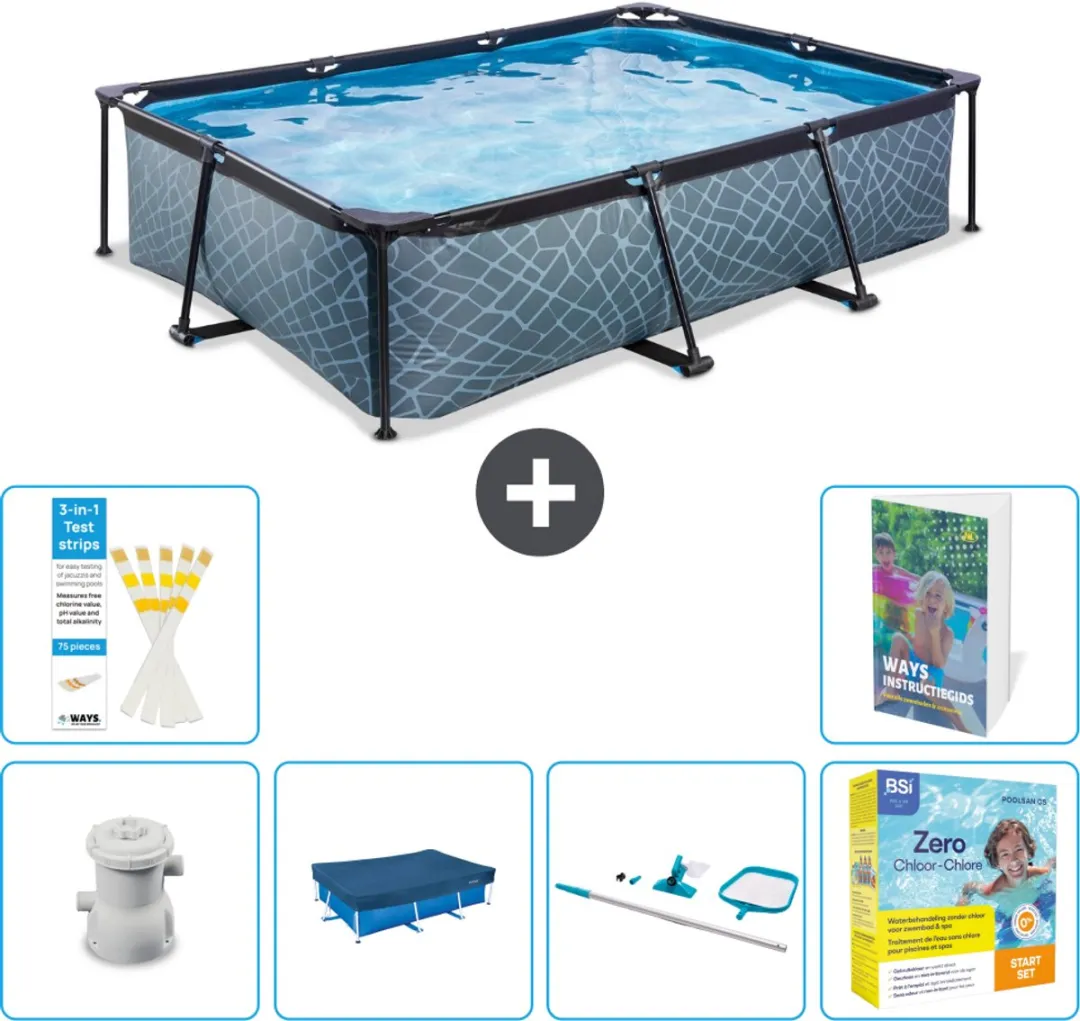 EXIT Toys Rechthoekig Stone Frame Zwembad 300x200x65cm