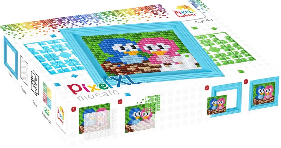 Pixelhobby XL Vogeltjes Geschenkverpakking 12003 - Blauw/Bruin/ Groen/Roz