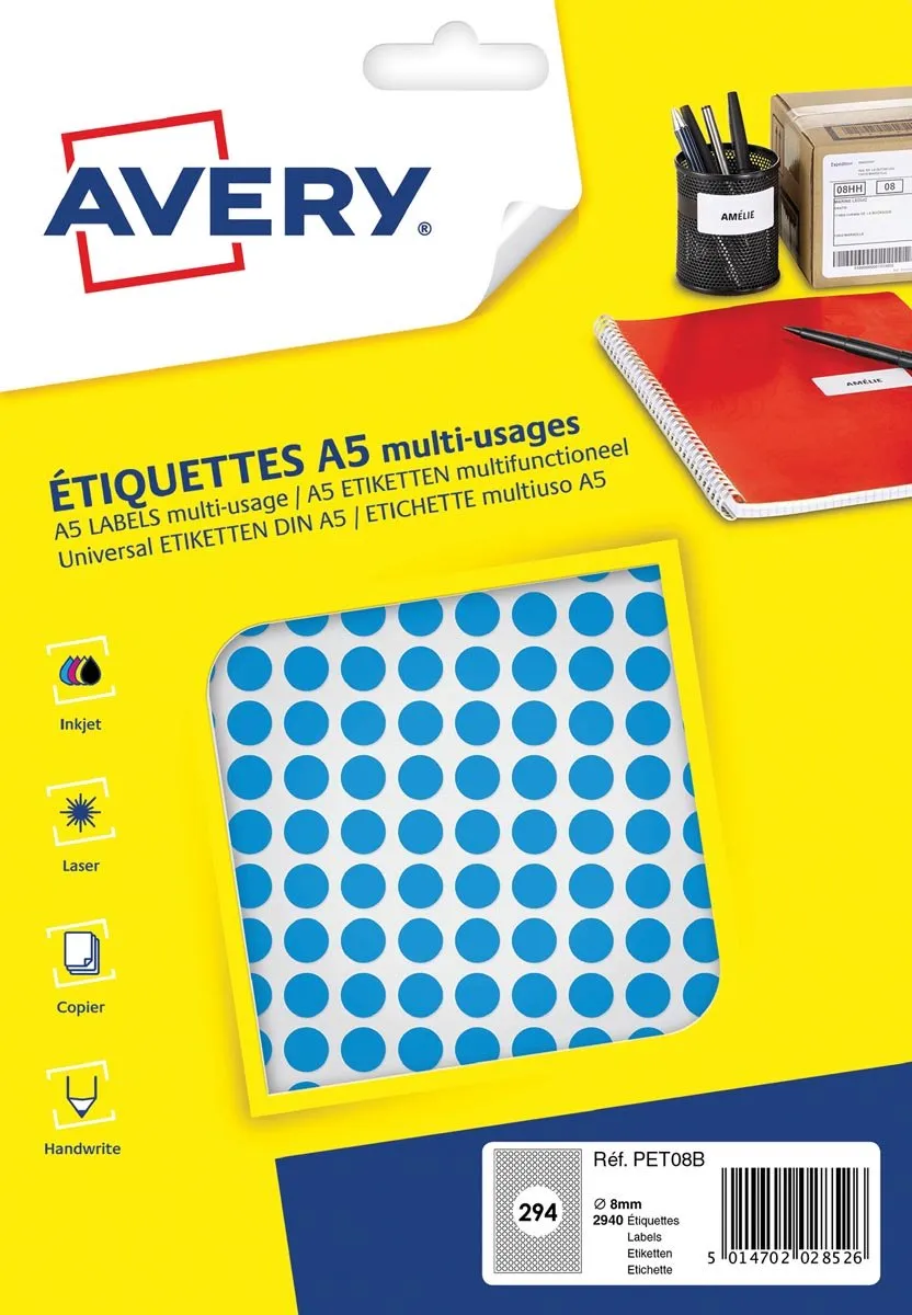Avery A5 Rond Etiket 8mm