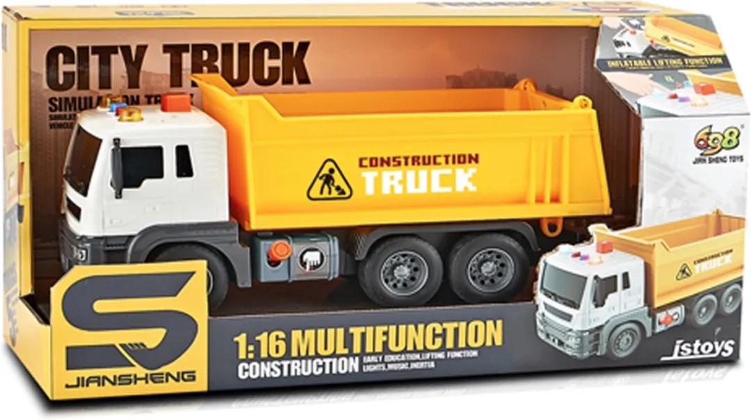 Dumper vrachtwagen - Frictie Dump Truck 24.5CM - met geluid - verstelbaar laadbak