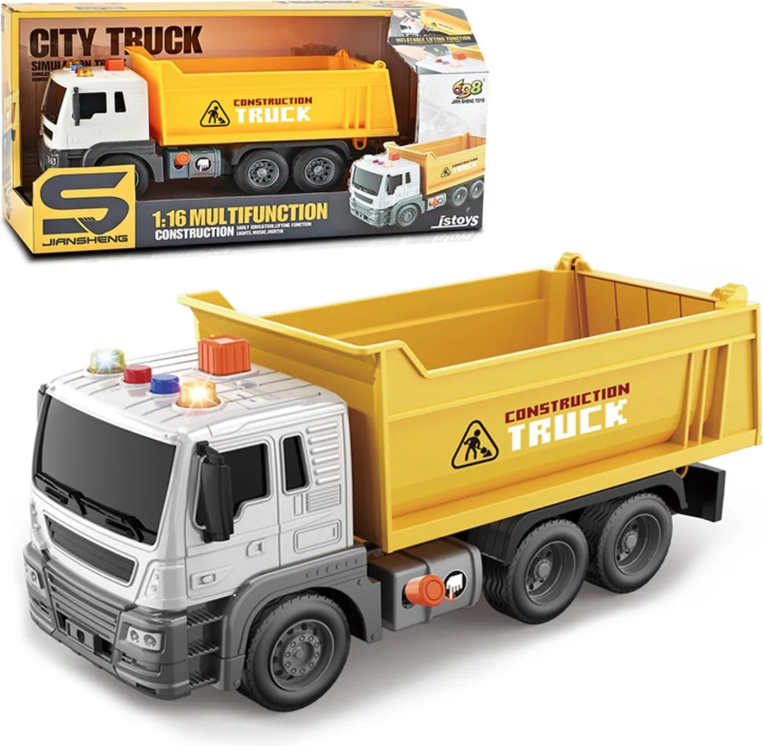 Dumper vrachtwagen - Frictie Dump Truck 24.5CM - met geluid - verstelbaar laadbak