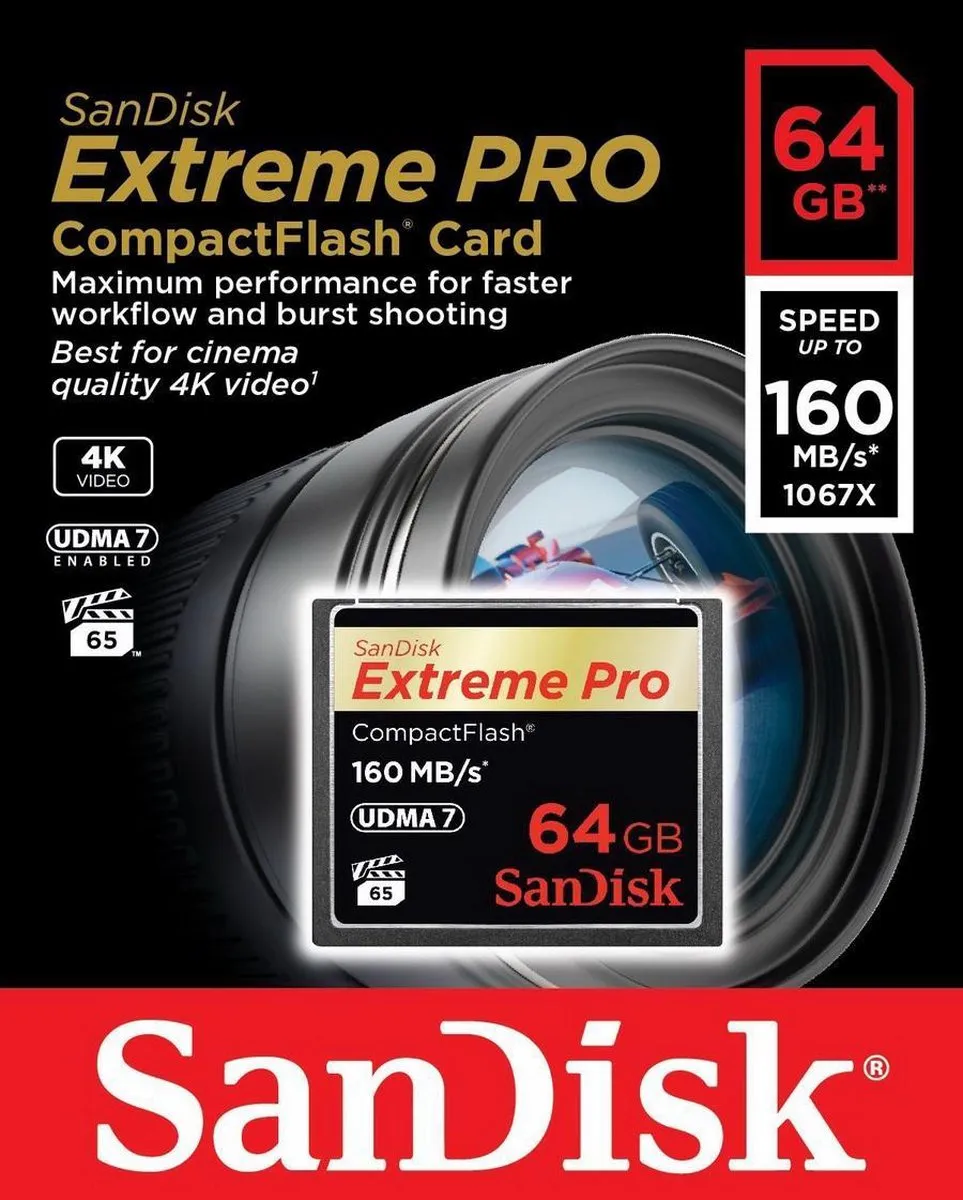 SanDisk Extreme PRO CompactFlash 64GB - afbeelding 6 van 6