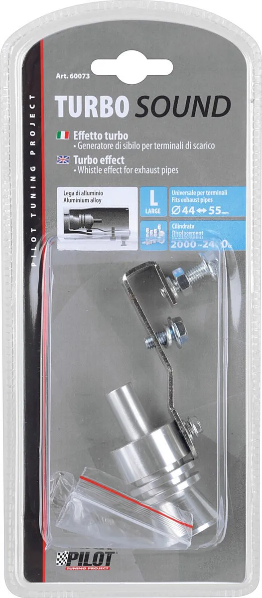 Lampa Turbo-Sound L Uitlaatfluit Aluminium 44-55mm - 2000-2400cc Zilver