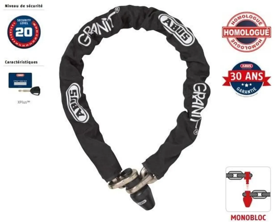 ABUS 1480/120 Kettingslot 14mm - XPlus Cilinder - Zwart