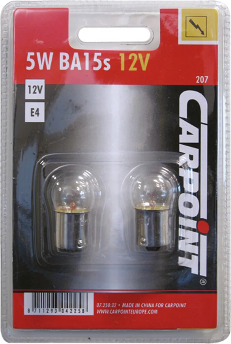 Carpoint Autolamp BA15s 5W - 2 Stuks - Wit