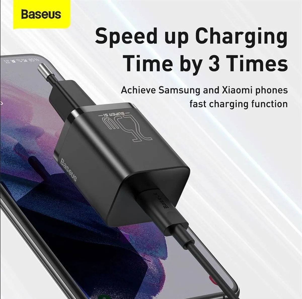 Baseus 25W Oplader met USB-C kabel - Zwart