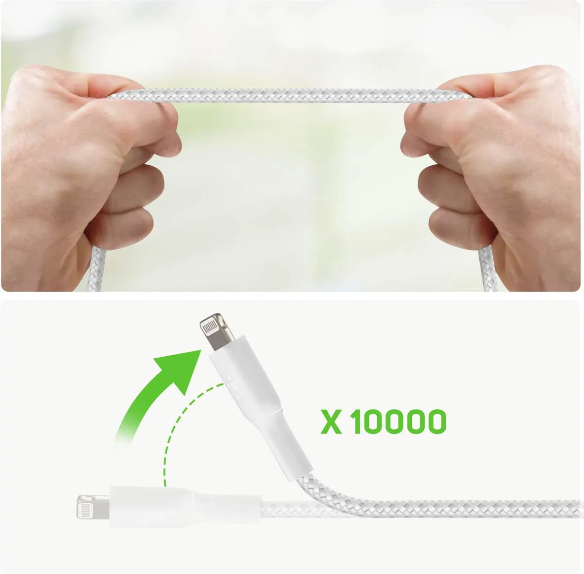 Belkin Braided iPhone Lightning naar USB-A Kabel 2m - Wit