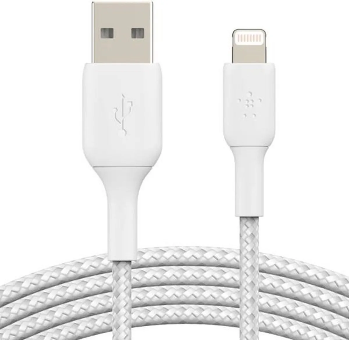 Belkin Braided iPhone Lightning naar USB-A Kabel 2m - Wit