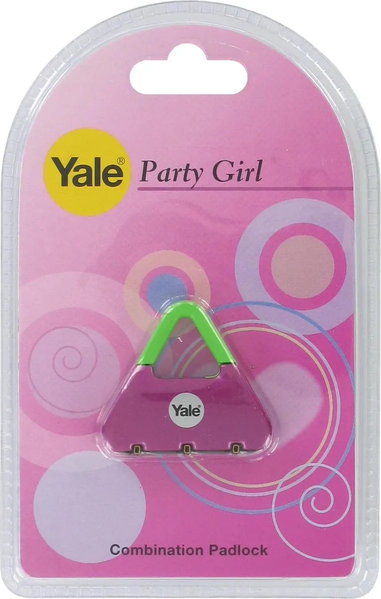 YALE kofferhangslot Party Girl metaal met 3-cijferige code - cijferslot | MAGENTA-GROEN