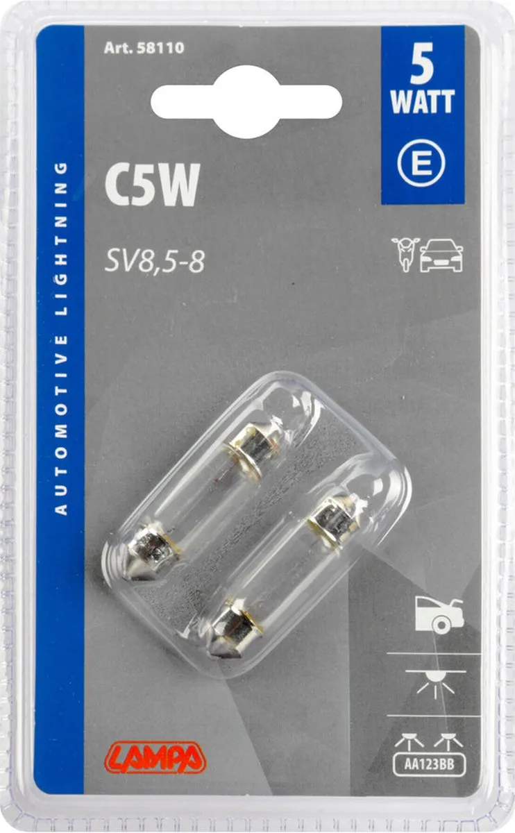 Lampa 12V Festoon C5W SV8,5-8 Lampen - 5W - 2 Stuks - afbeelding 5 van 6