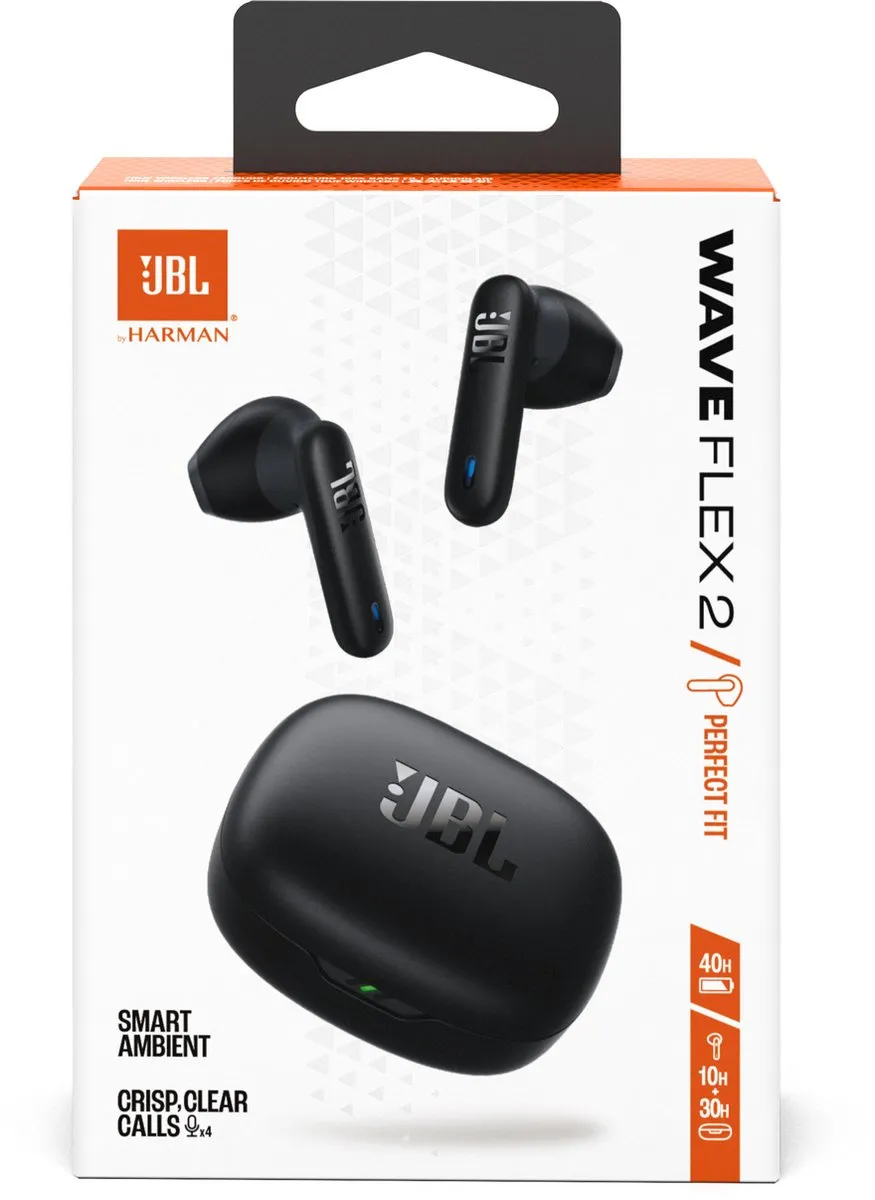 JBL Wave Flex 2 Oordopjes - Noise Cancelling - 40 uur - IP54 - Zwart