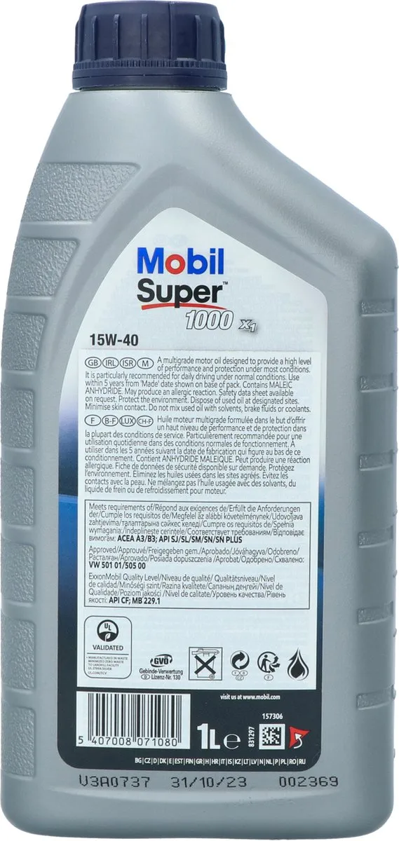 Mobil Motorolie Super 1000 X1 15W-40 - 1 Liter - afbeelding 6 van 6