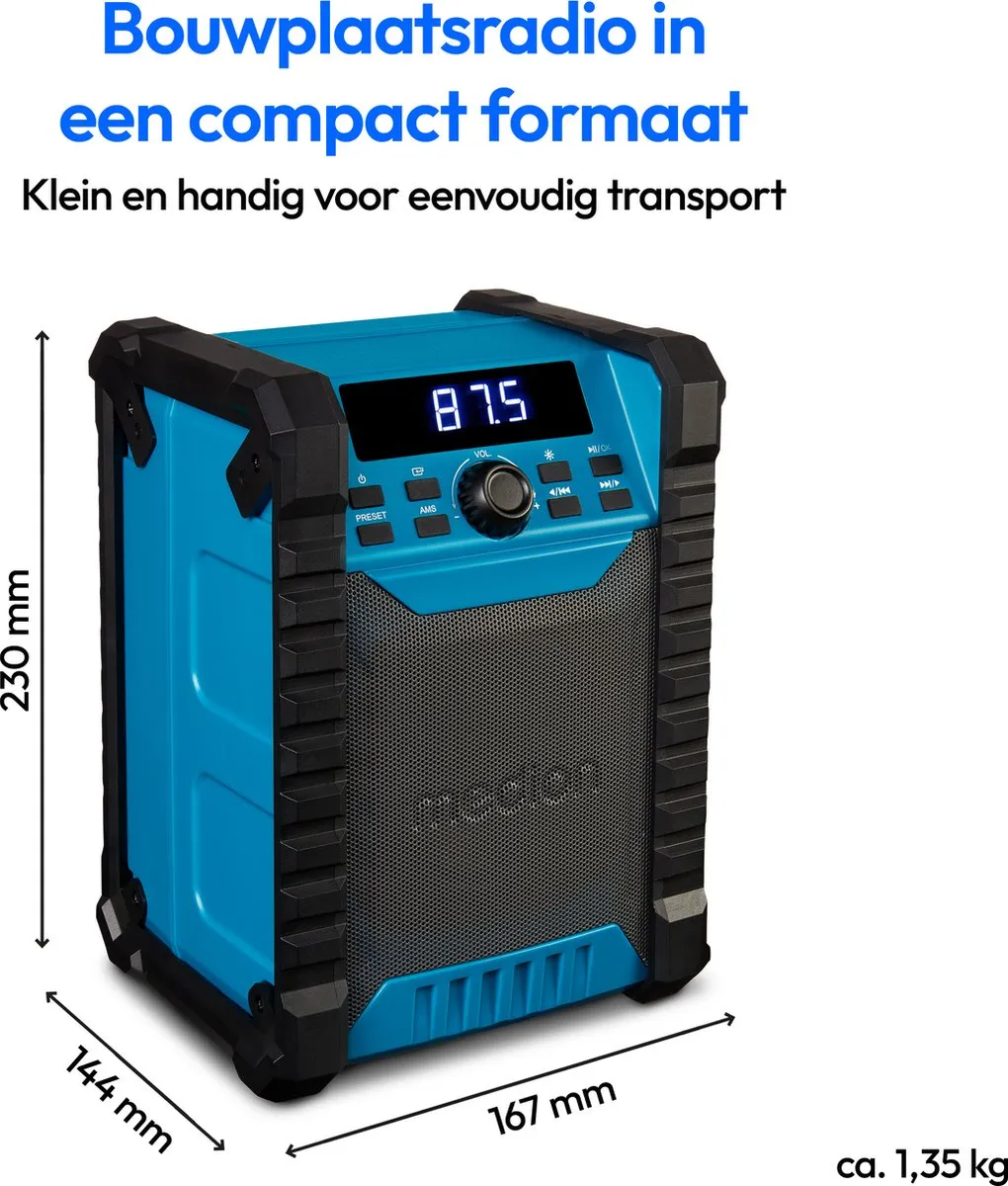 Medion MD43895 Bouwplaatsradio - 15W - IP54 - Bluetooth - Groen - afbeelding 6 van 6