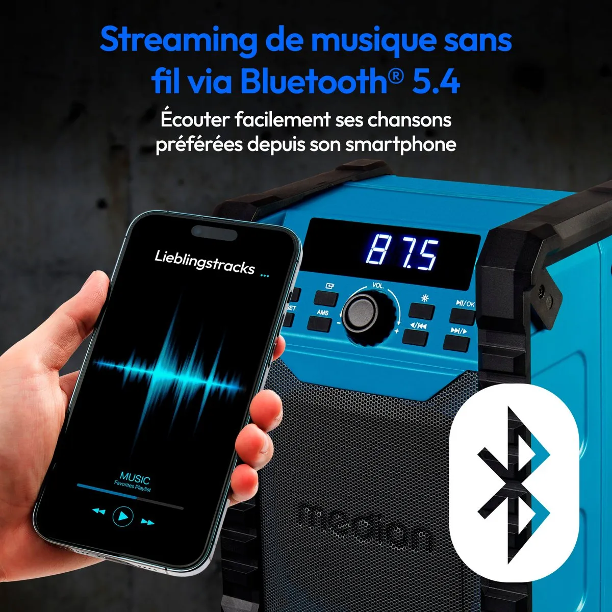 Medion MD43895 Bouwplaatsradio - 15W - IP54 - Bluetooth - Groen