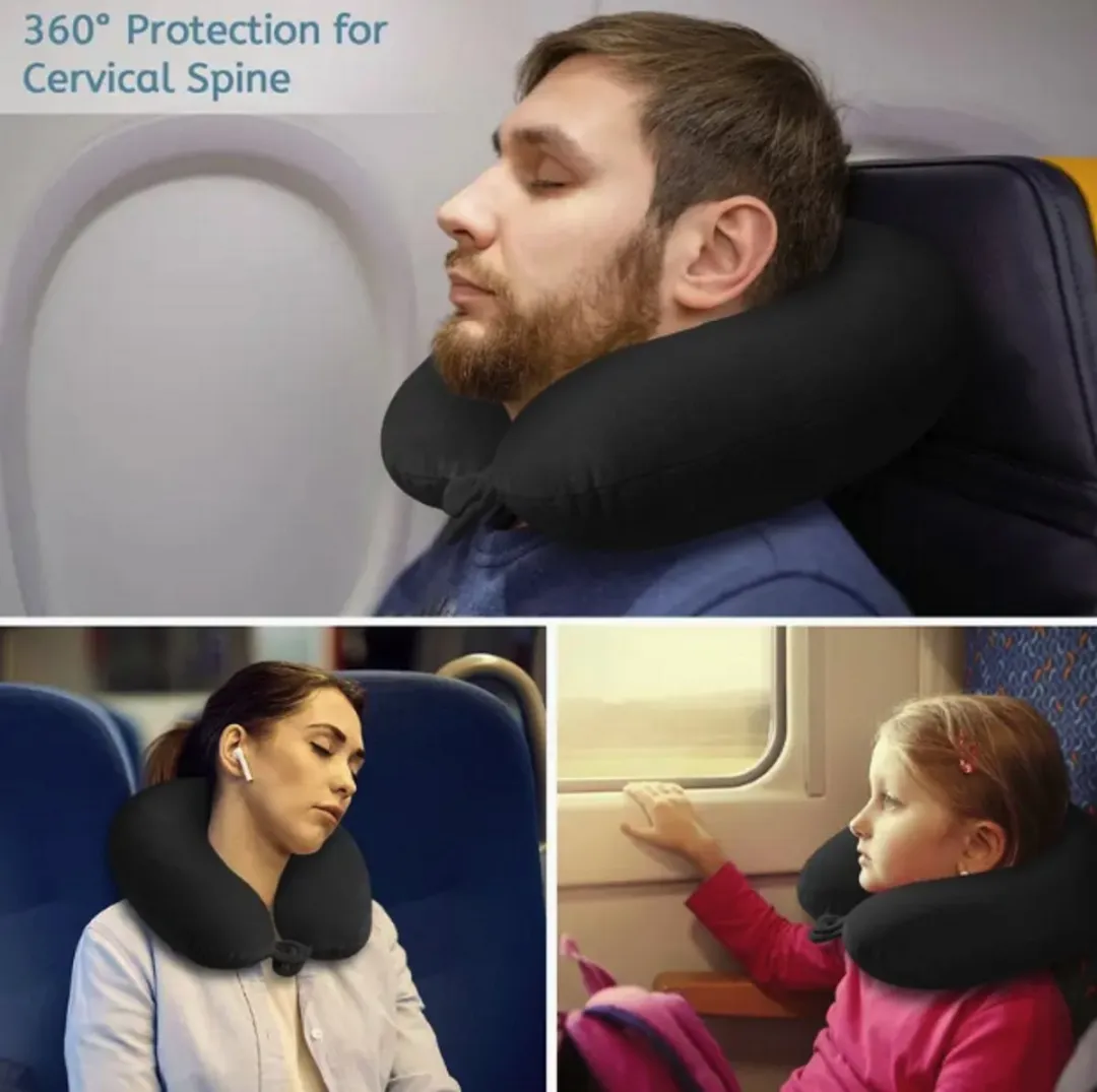 Dunlop Nekkussen – Set van 2 Stuks – Memory Foam – 34 x 29 cm – zwart & Grijs – Ergonomisch Reiskussen voor Auto, Vliegtuig & Trein