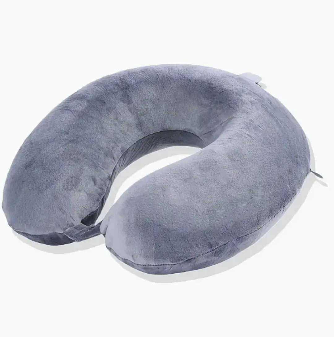 Dunlop Nekkussen – Set van 2 Stuks – Memory Foam – 34 x 29 cm – zwart & Grijs – Ergonomisch Reiskussen voor Auto, Vliegtuig & Trein