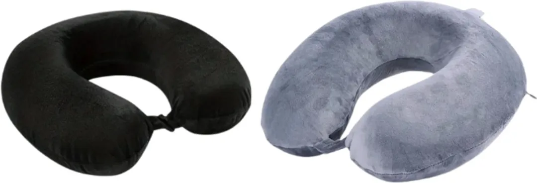 Dunlop Nekkussen – Set van 2 Stuks – Memory Foam – 34 x 29 cm – zwart & Grijs – Ergonomisch Reiskussen voor Auto, Vliegtuig & Trein