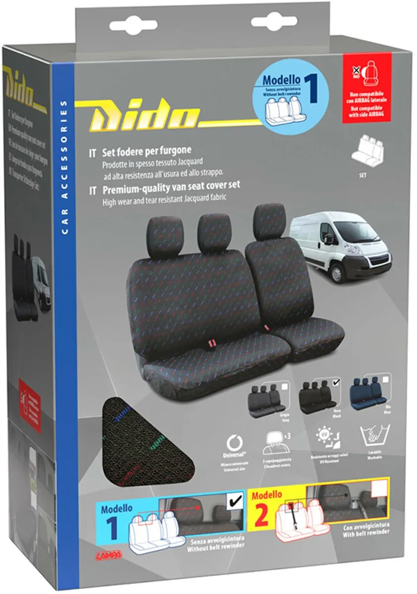 Lampa Dido-1 Stoelhoesenset Bestelwagen - Zwart Jacquard - afbeelding 6 van 6