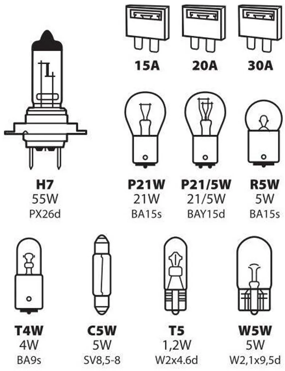 Lampa Reservelampenset 12V H7 Halogeen