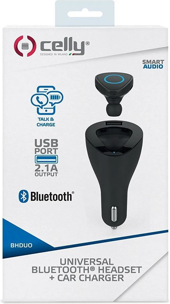 Celly BHduo Bluetooth Headset - Zwart