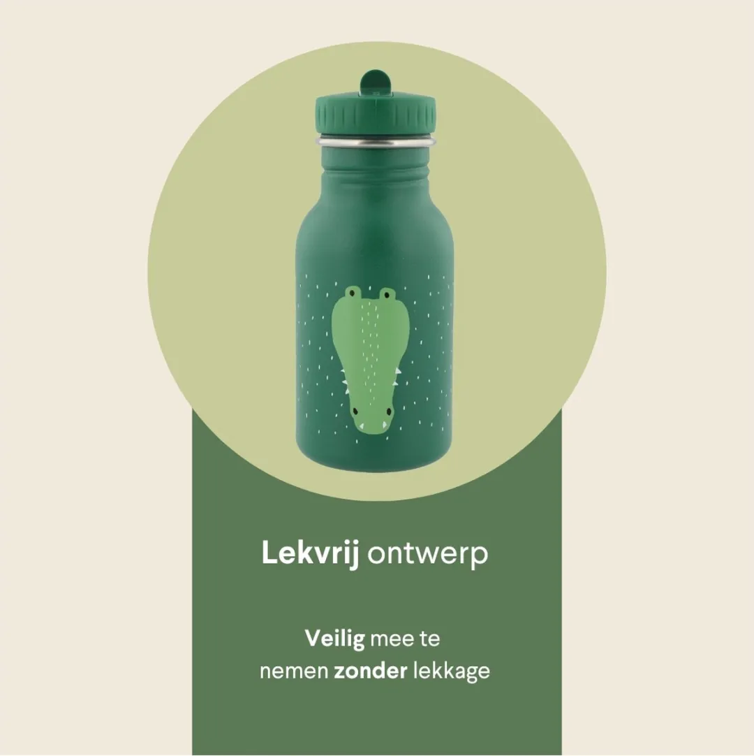 Trixie Mr. Crocodile RVS Waterfles 350ml - Groen