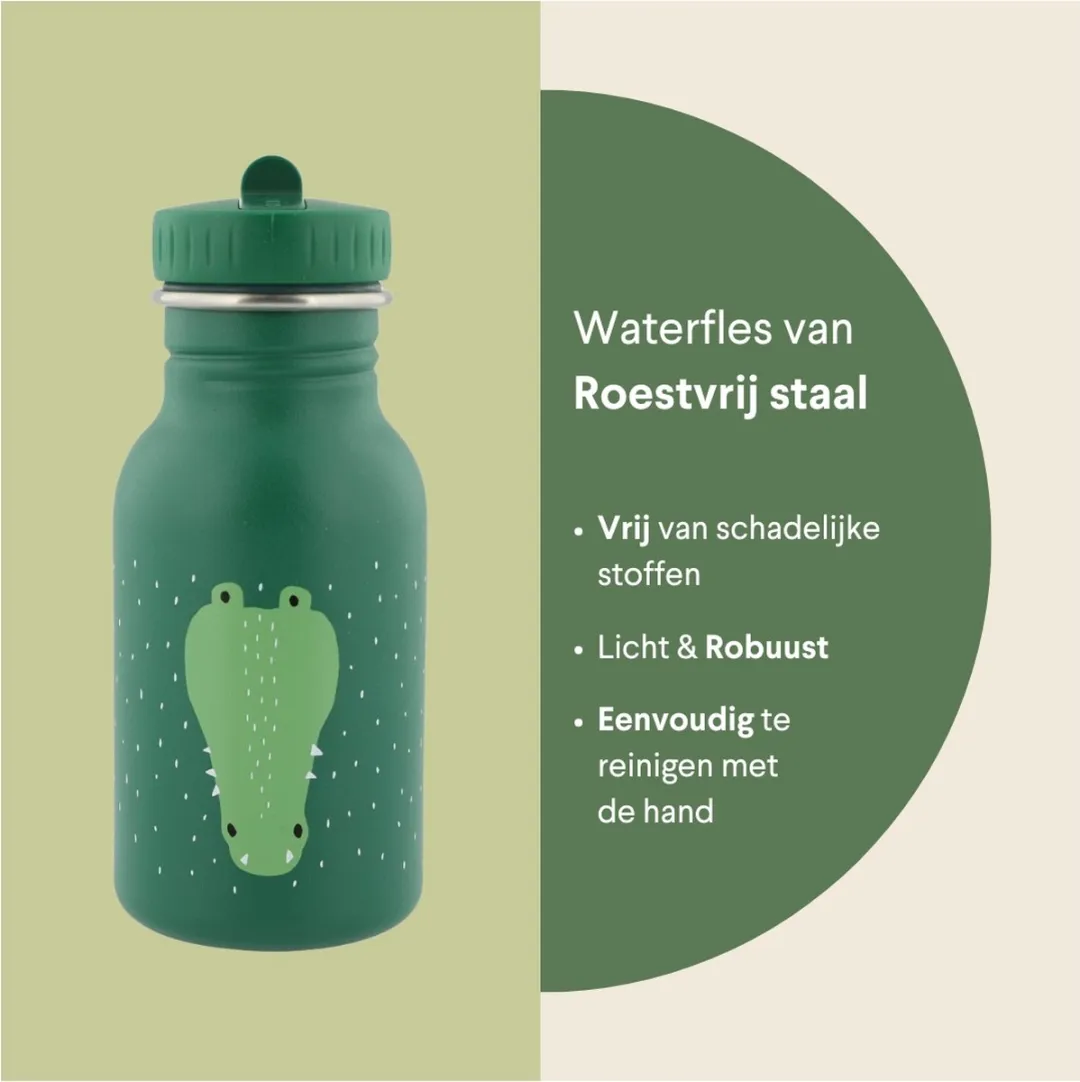 Trixie Mr. Crocodile RVS Waterfles 350ml - Groen