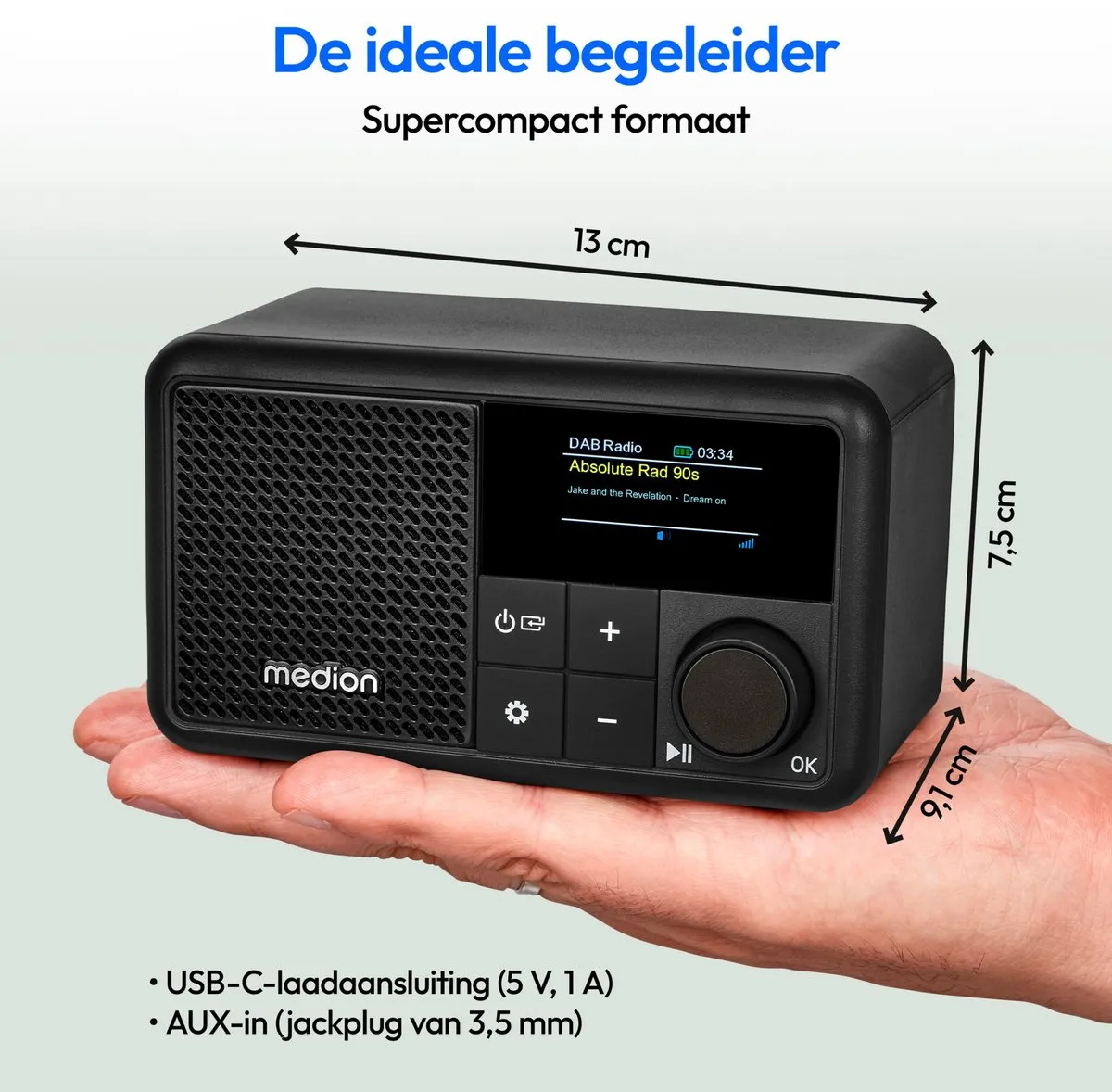 Medion S66822 Mini-DAB+ Radio - 6,5 uur batterij - Zwart - afbeelding 2 van 6