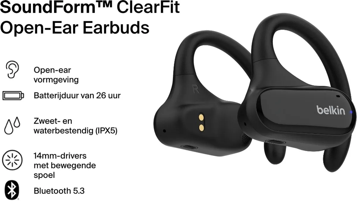 Belkin SoundForm ClearFit AUC013CTBK Draadloze Sportoortjes - Zwart
