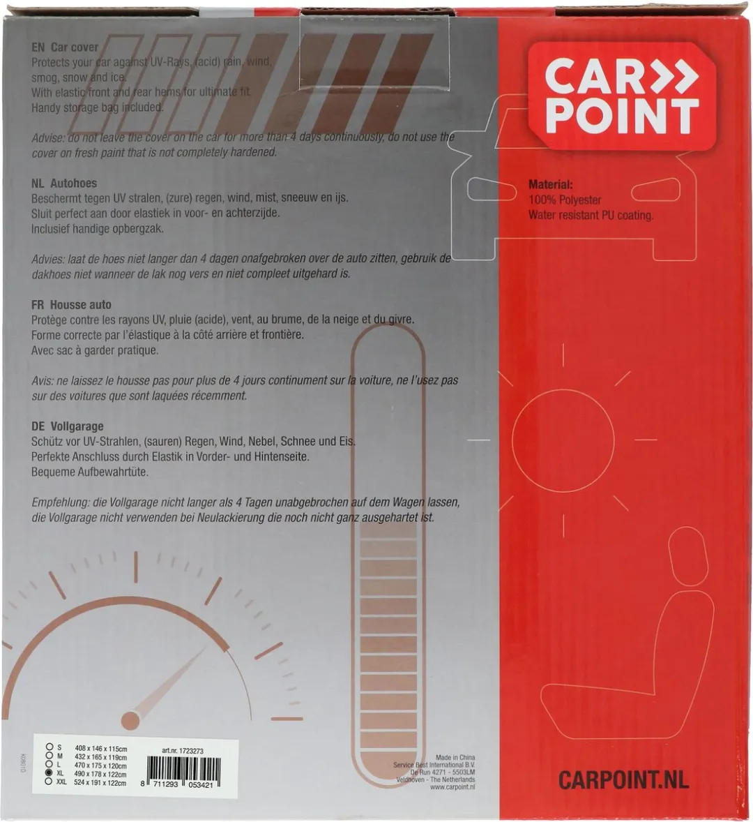 Carpoint Autohoes Extra Large Blauw - 490x178x122cm - afbeelding 6 van 6