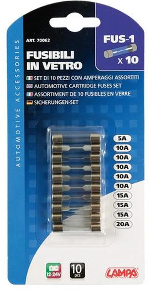 Lampa Glas Zekeringen 30V DC 5A-20A - 10 Stuks - afbeelding 6 van 6