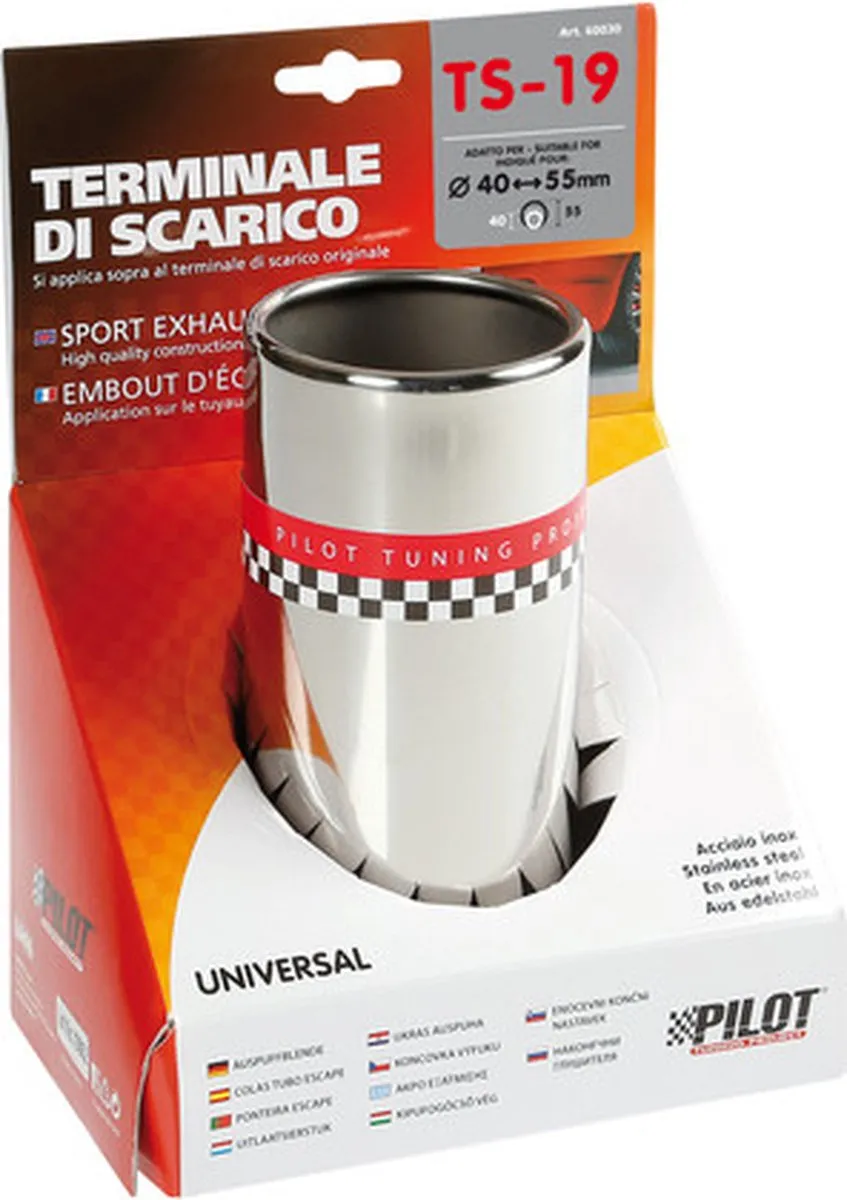 Lampa TS-19 S RVS Uitlaatpijp - Ø40-55mm - Zilver