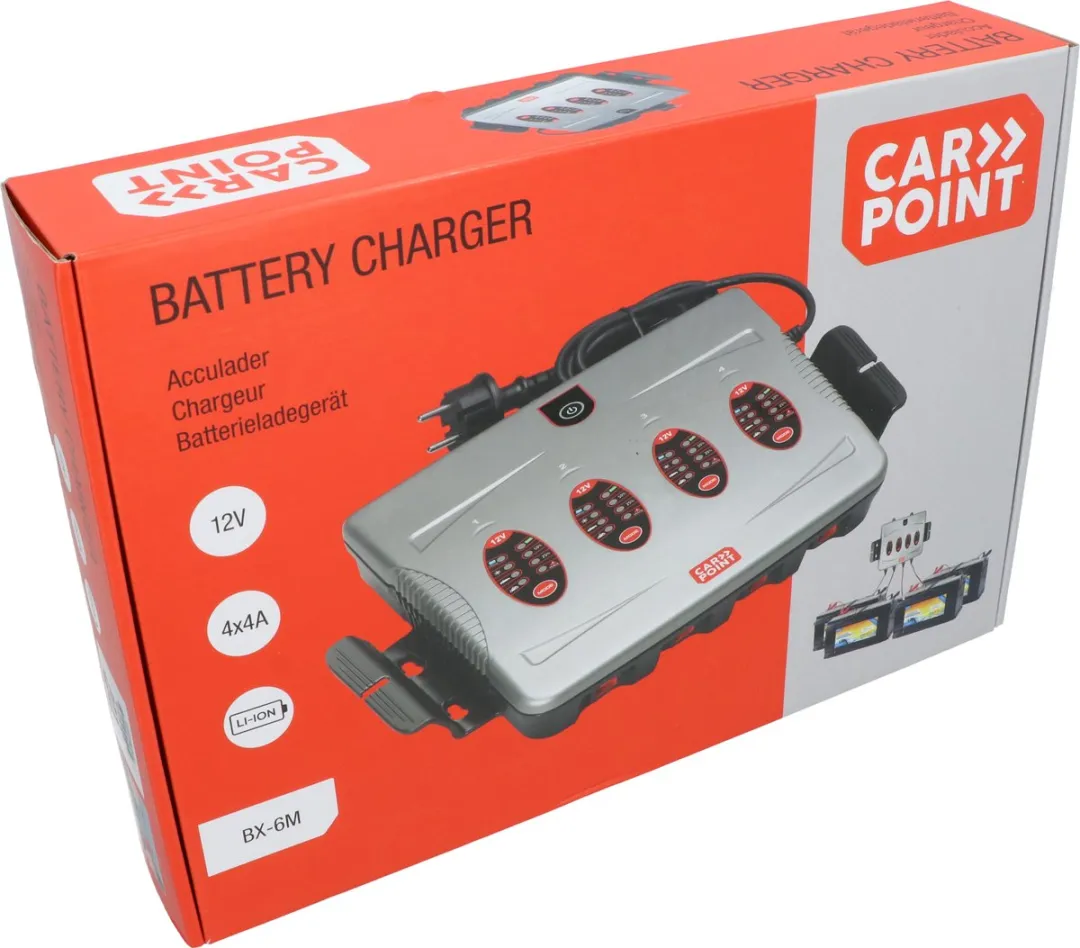 Carpoint BX-6 Acculader 12V - 4 Accu's - 16A - 5-Stappen