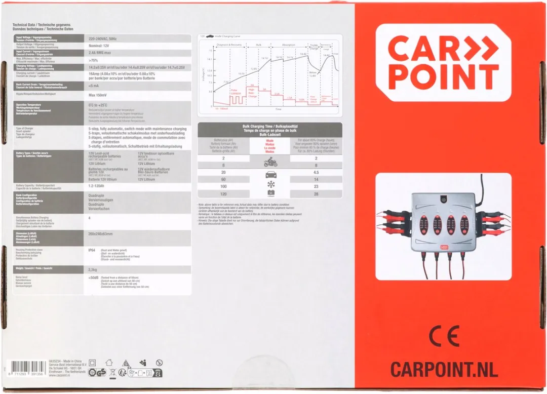 Carpoint BX-6 Acculader 12V - 4 Accu's - 16A - 5-Stappen - afbeelding 6 van 6